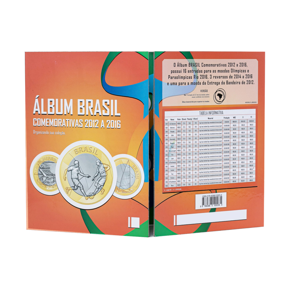 Álbum de moedas Comemorativas Olímpicas - (laranja) Capa e Contracapa