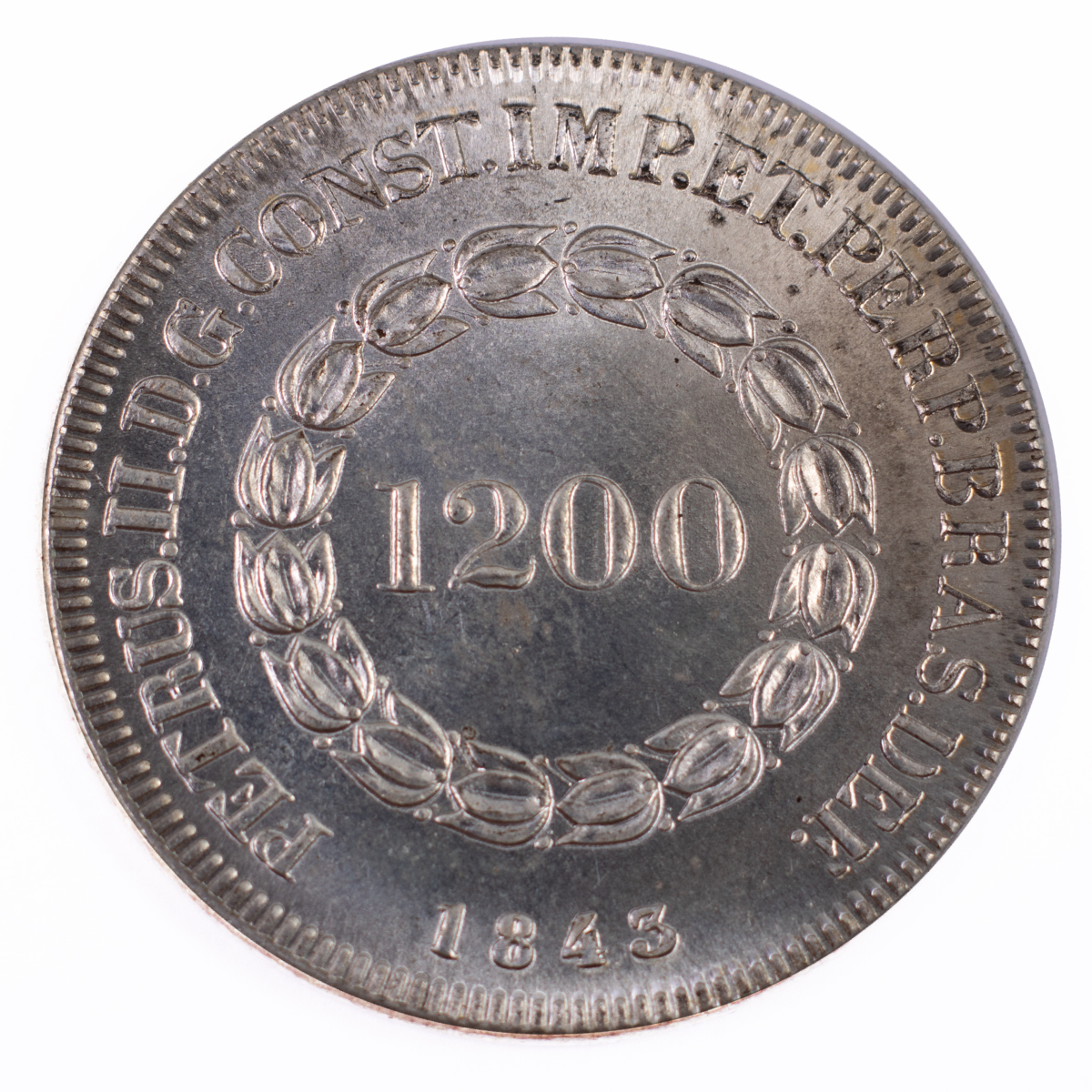 Moeda de 1200 Réis 1843 - Anverso