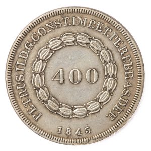Moeda de 400 Réis 1843 - Anverso