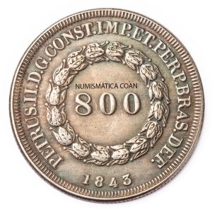 Moeda de 800 Réis 1843 - Anverso