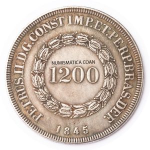 Moeda de 1200 Réis 1845 - Anverso