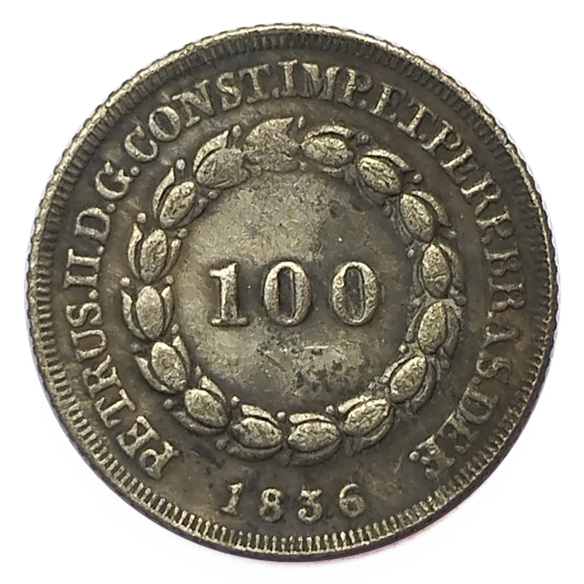 Moeda de 100 Réis 1836 - Anverso