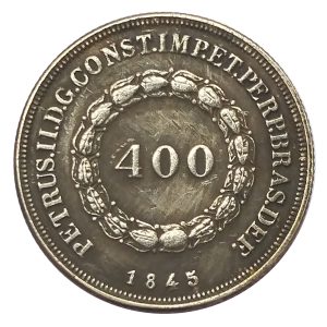 Moeda de 400 Réis 1845 - Anverso