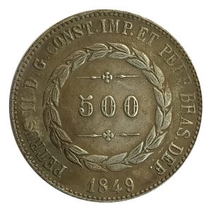 Moeda de 500 Réis 1849 - Anverso
