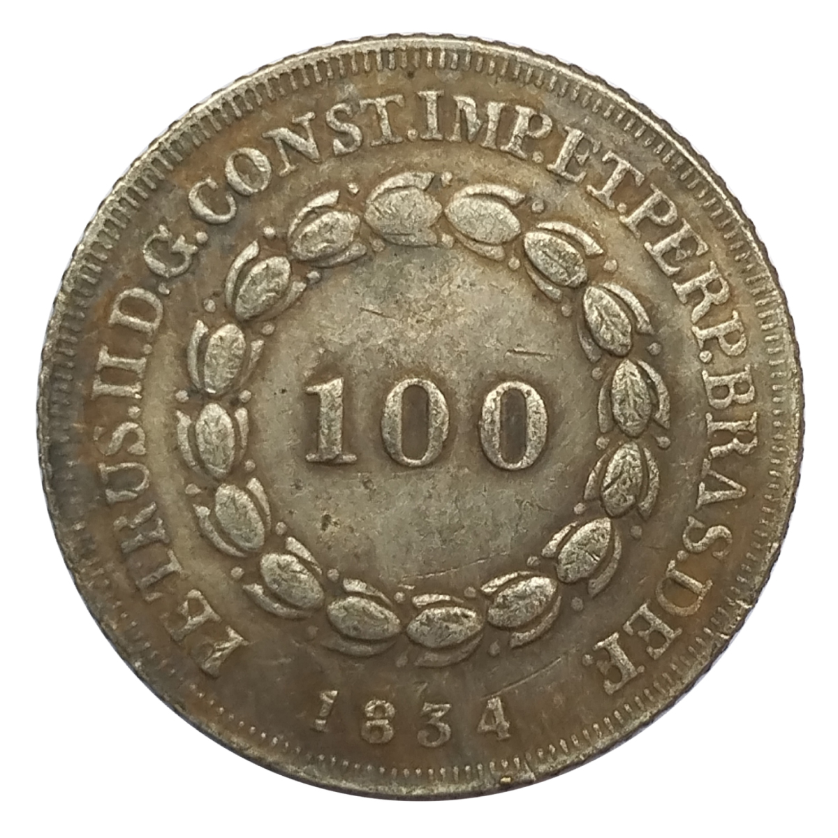 Moeda de 100 Réis 1834 - Anverso