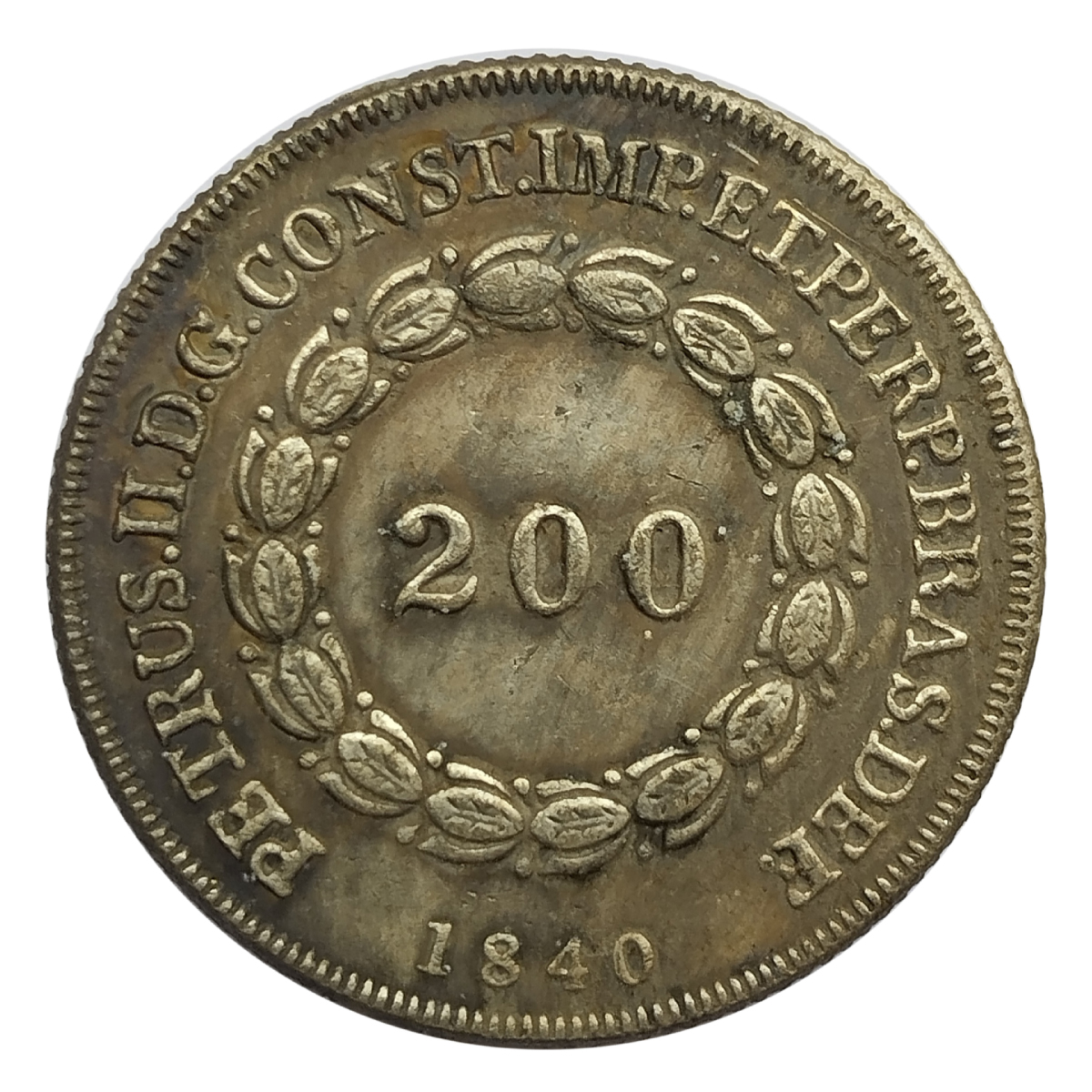 Moeda de 200 Réis 1840 - Anverso