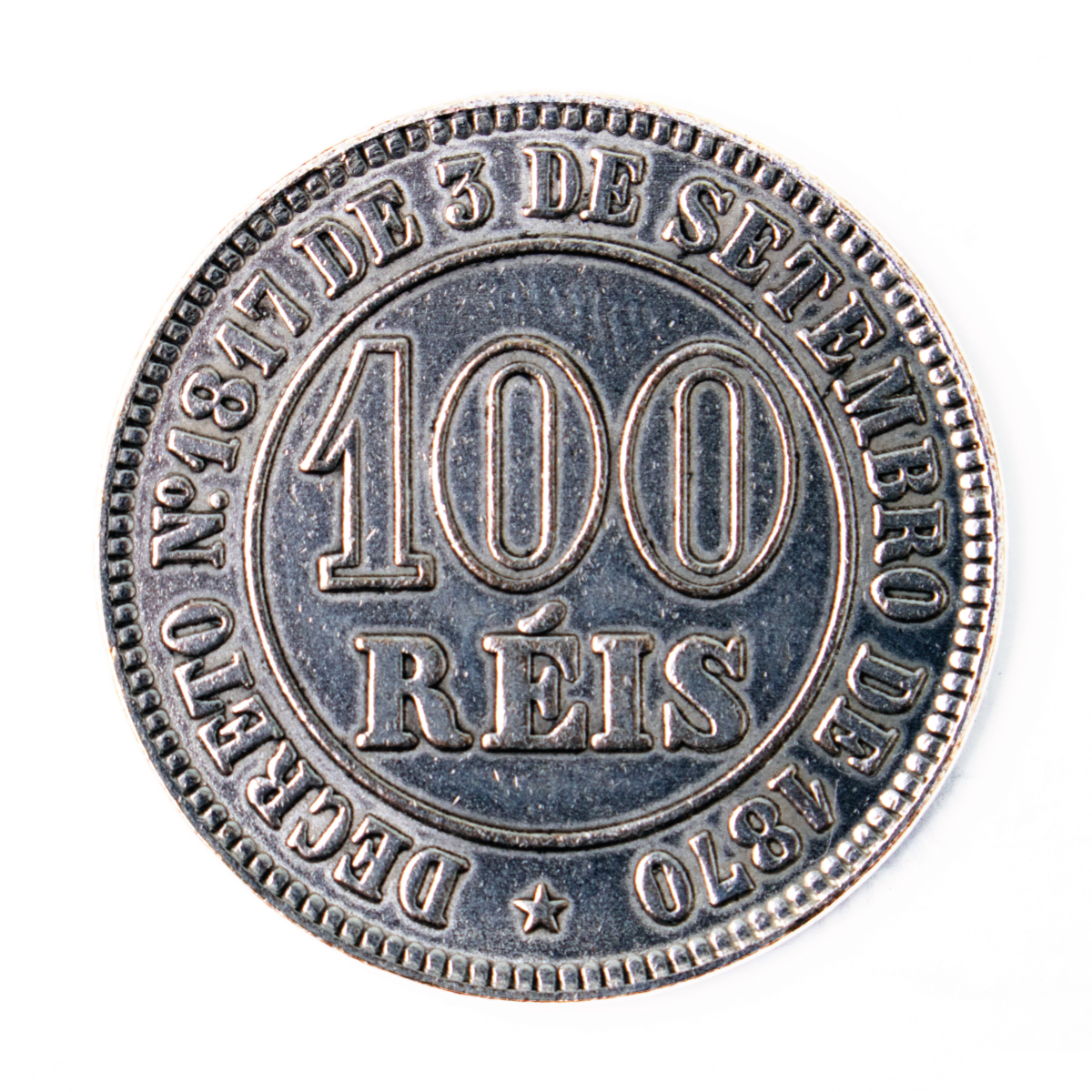 Moeda de 100 Réis 1872 - Anverso