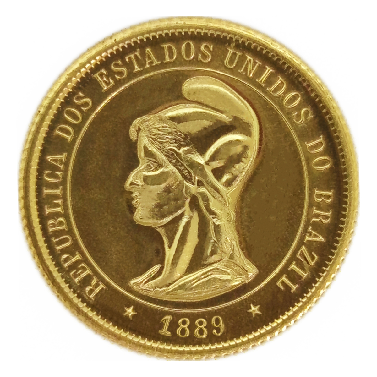 Moeda de 10000 Réis 1889 - ±22,5mm - NC - Cópia - Anverso