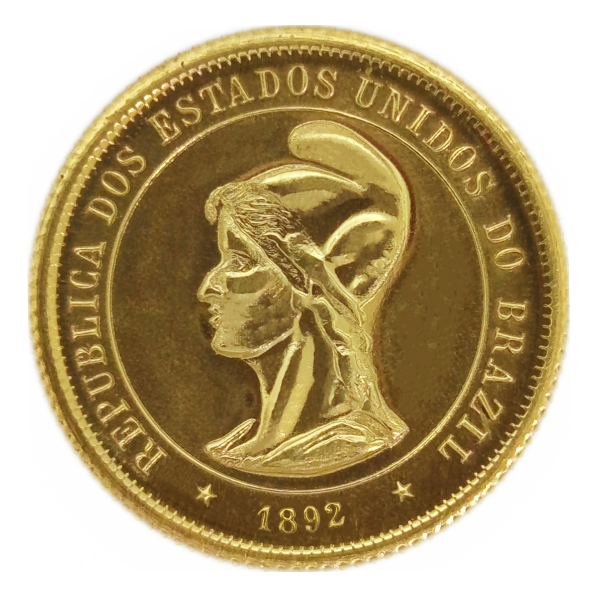 Moeda de 10000 Réis 1892 - ±22,5mm - NC - Cópia - Anverso