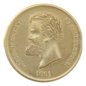 Moeda de 10000 Réis 1861 Dom Pedro II – ±23,0mm – NC – Cópia