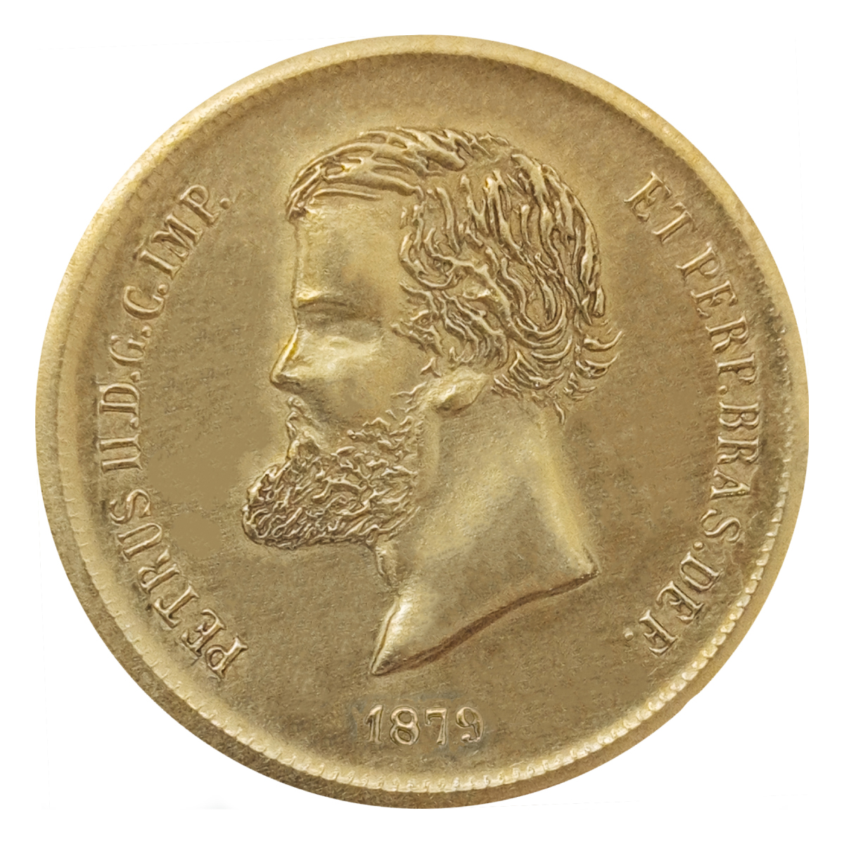 Moeda de 10000 reís de 1879 Dom Pedro II - Anverso