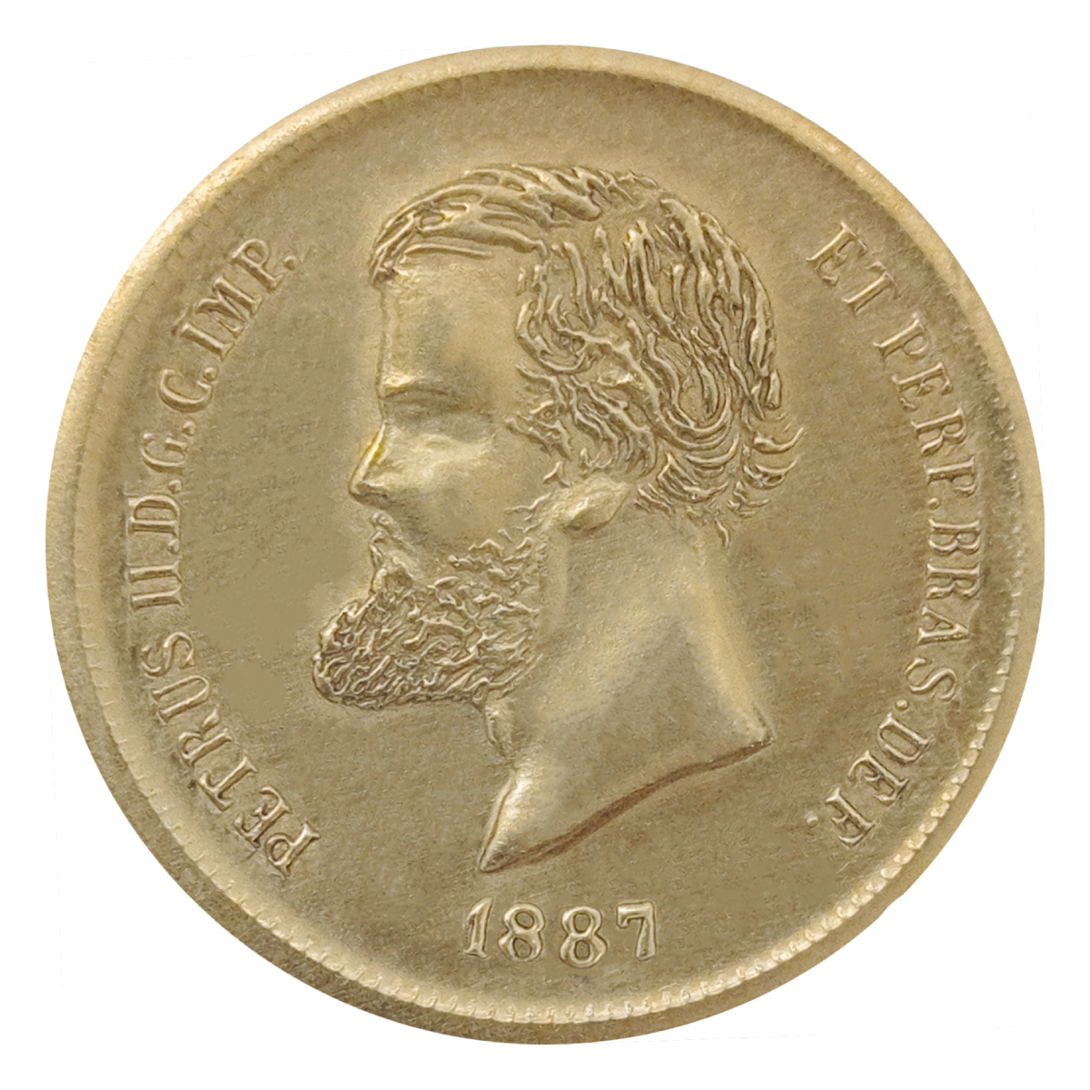 Moeda de 10000 reís de 1887- Dom Pedro II - Anverso