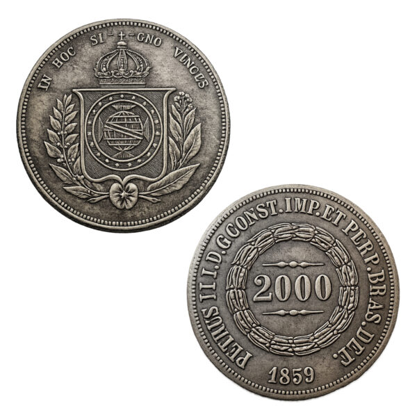 Moeda Rs 2$000 réis de 1859 37mm