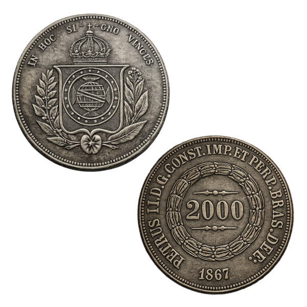 Moeda Rs 2$000 réis de 1867 37mm