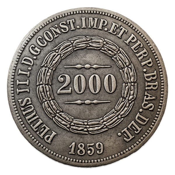 Moeda Rs 2$000 réis de 1859 37mm - Anverso