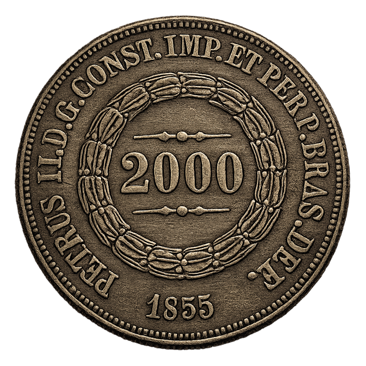 Moeda de 2000 reís de 1855 Anverso