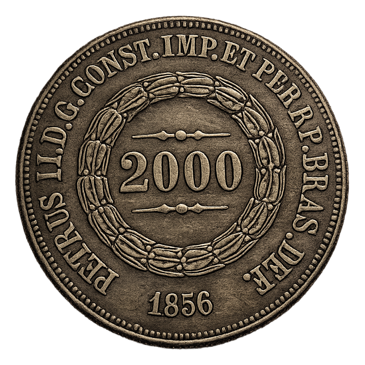 Moeda de 2000 reís de 1856 Anverso