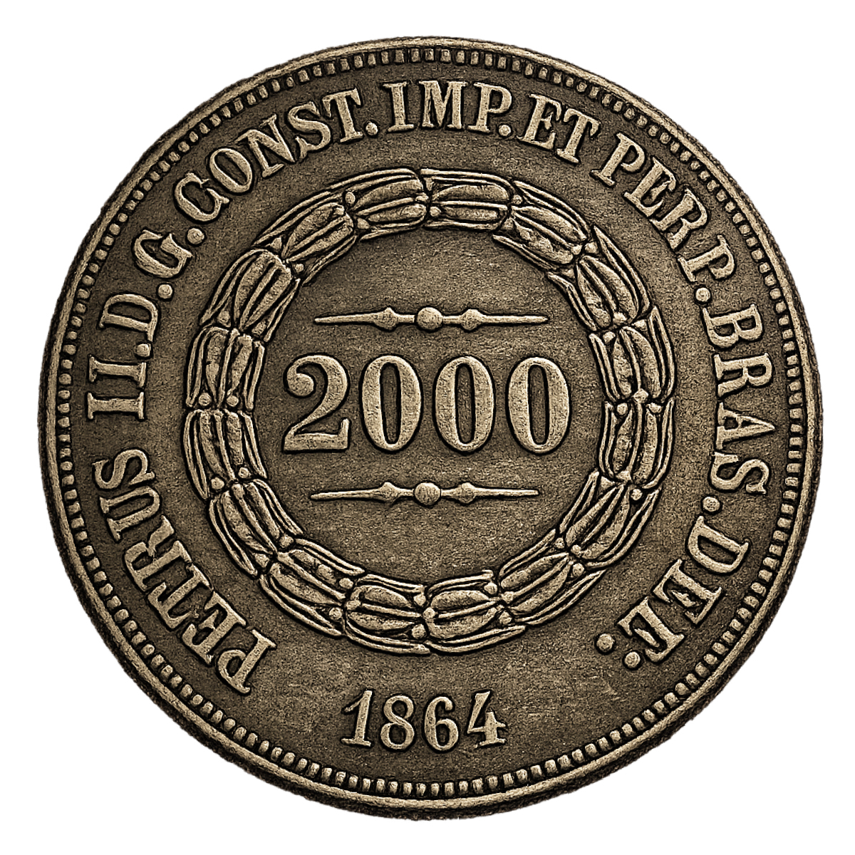 Moeda de 2000 reís de 1864 Anverso