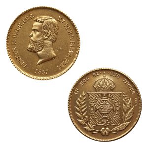 Moeda 5000 Réis 1857 - D. Pedro II - Coroa de Espinhos