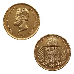 Moeda 5000 Réis 1858 - D. Pedro II - Coroa de Espinhos