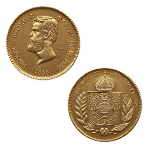 Moeda 5000 Réis 1856 - D. Pedro II - Coroa de Pérolas