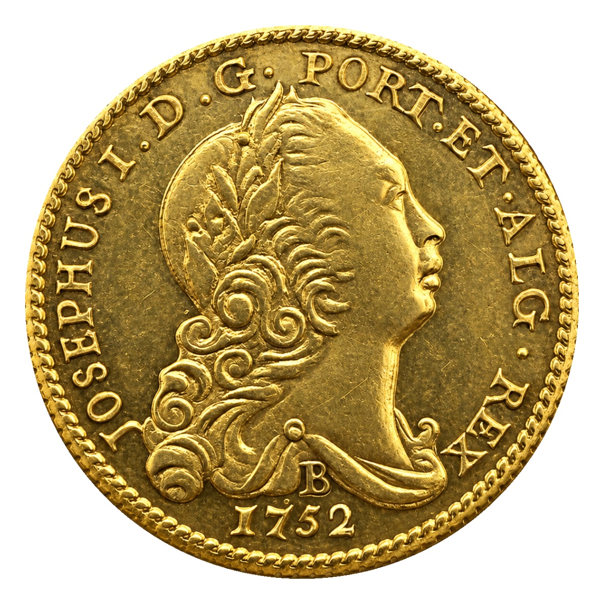 Moeda 1600 Réis 1752 - José I - Bahia - Anverso