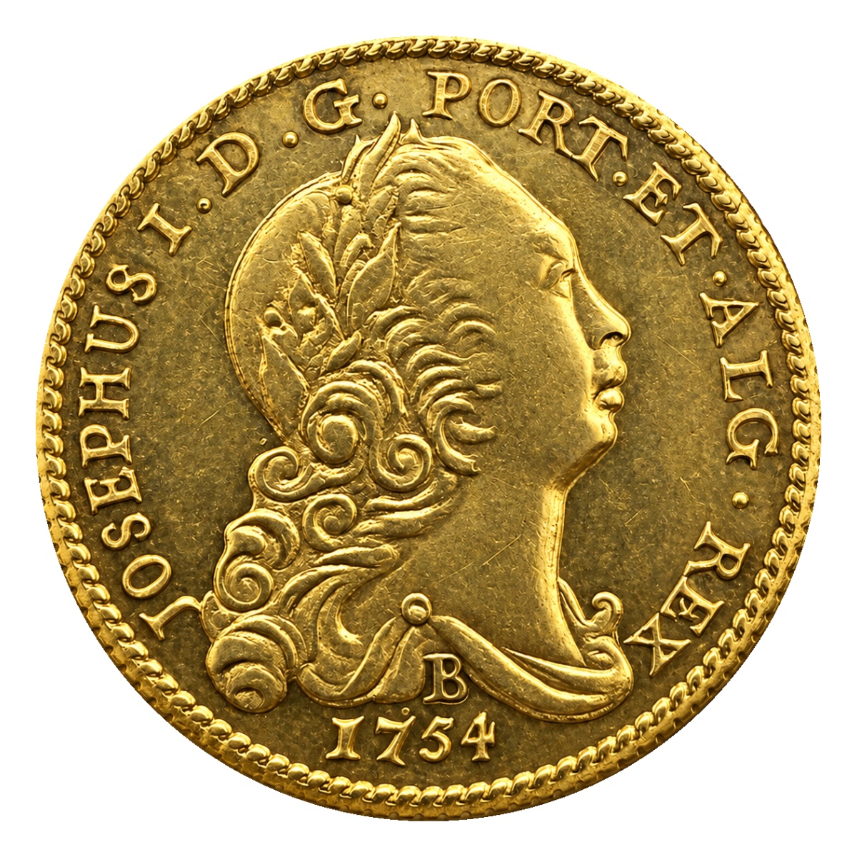 Moeda 1600 Réis 1754 - José I - Bahia - Anverso