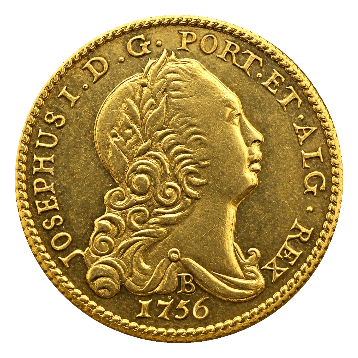 Moeda 1600 Réis 1756 - José I - Bahia - Anverso