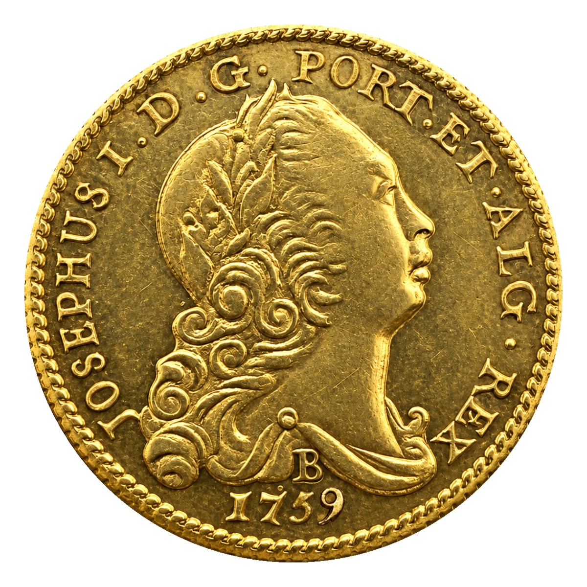 Moeda 1600 Réis 1759 - José I - Bahia - Anverso