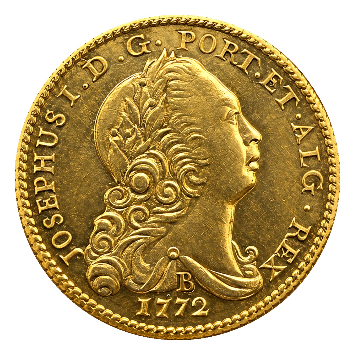 Moeda 1600 Réis 1772 - José I - Bahia - Anverso