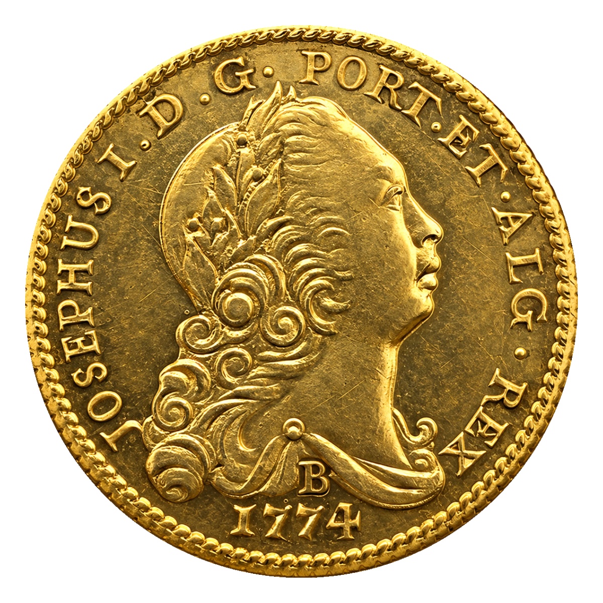 Moeda 1600 Réis 1774 - José I - Bahia - Anverso