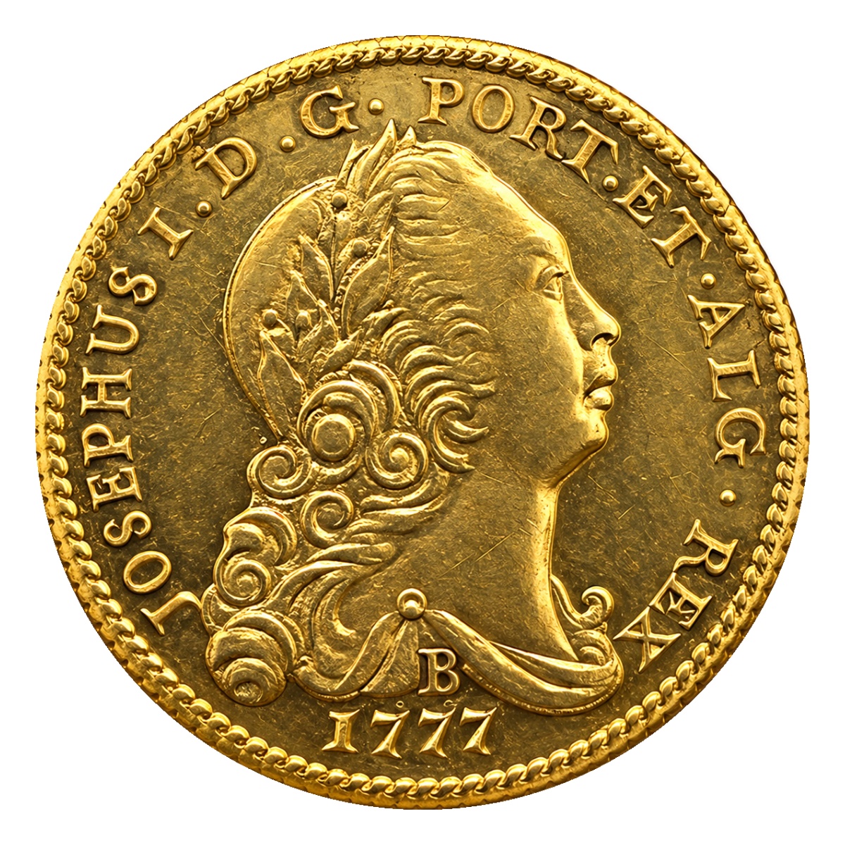 Moeda 1600 Réis 1777 - José I - Bahia - Anverso