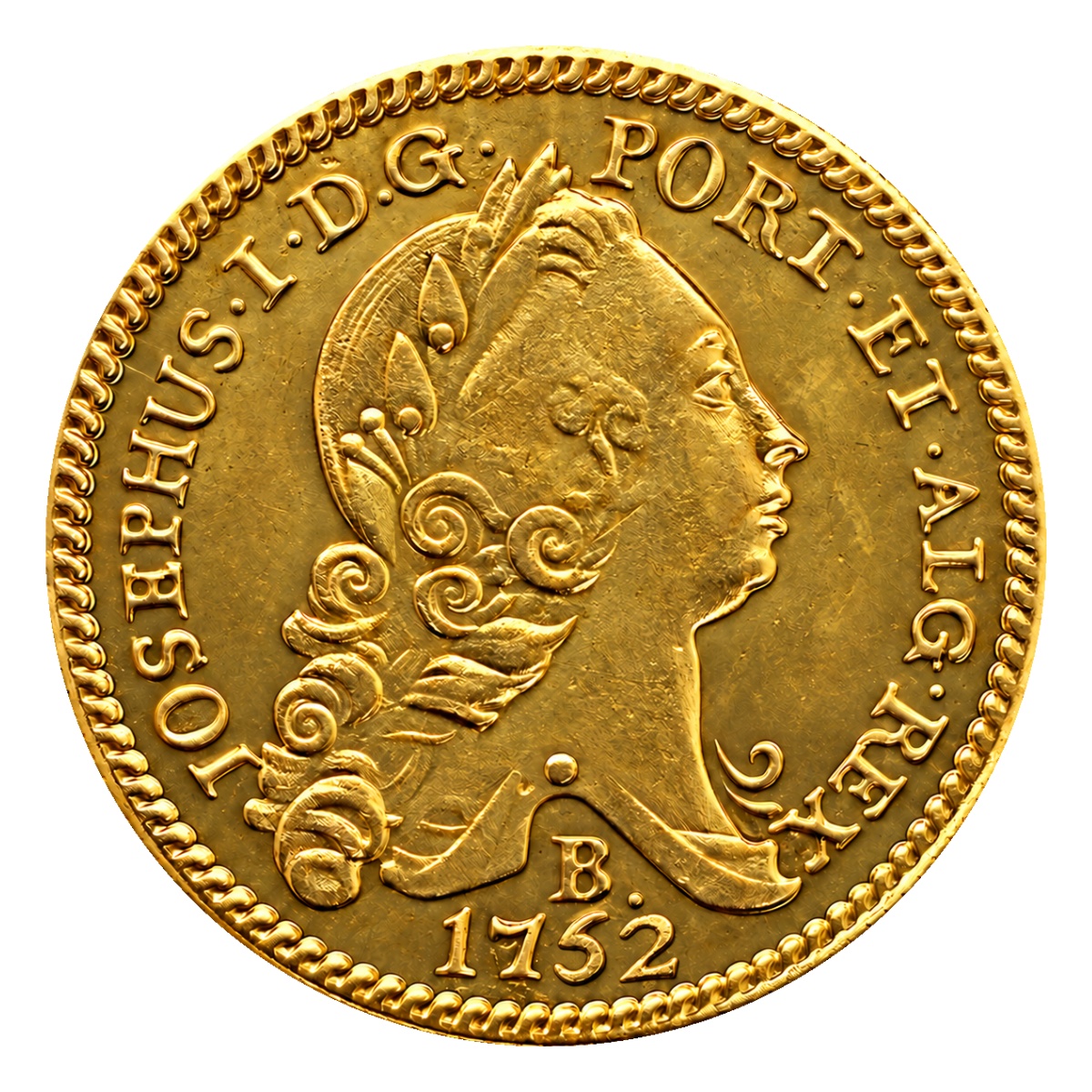 Moeda 3200 Réis 1752 - D. José I - B - Anverso