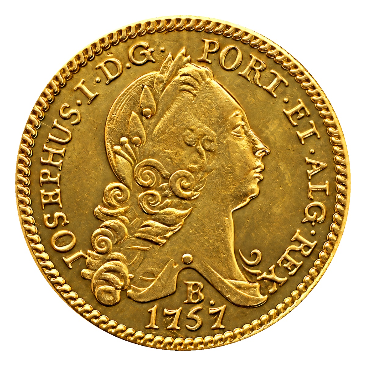 Moeda 3200 Réis 1757 - D. José I - B - Anverso
