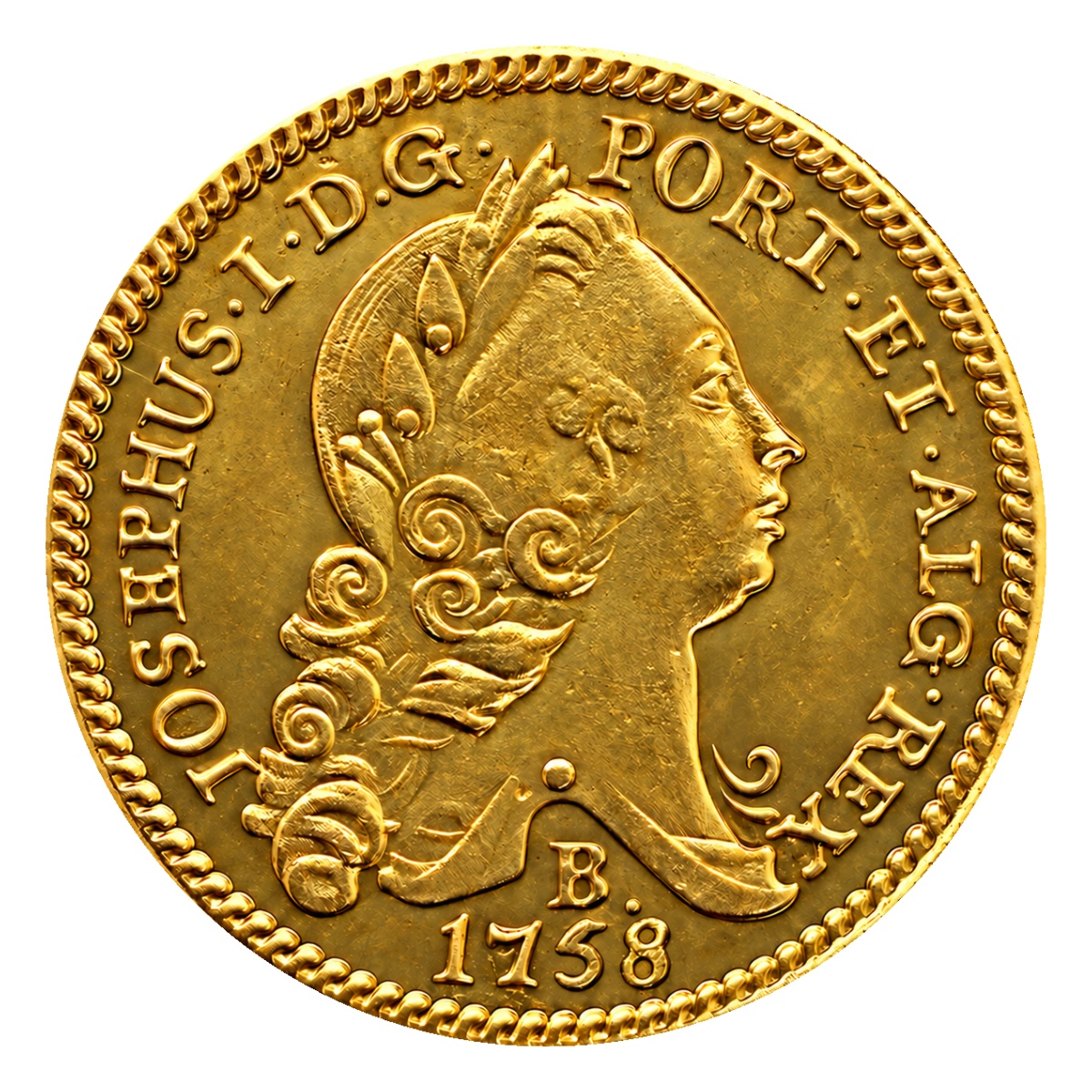 Moeda 3200 Réis 1758 - D. José I - B - Anverso