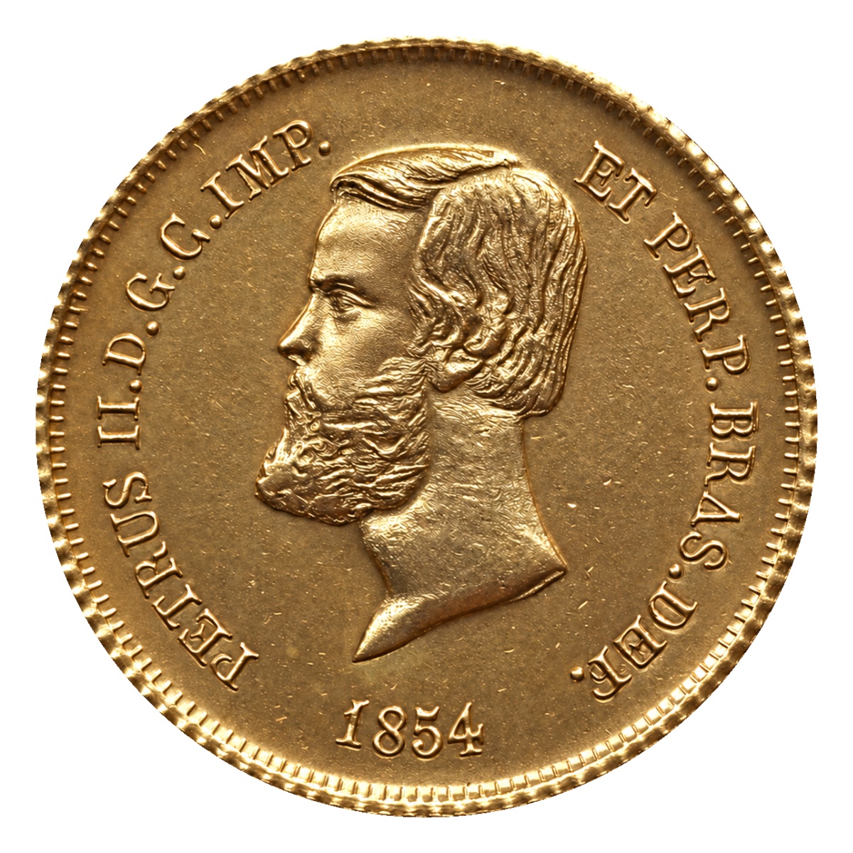 Moeda 5000 Réis 1854 - D. Pedro II - Coroa de Espinhos - Anverso