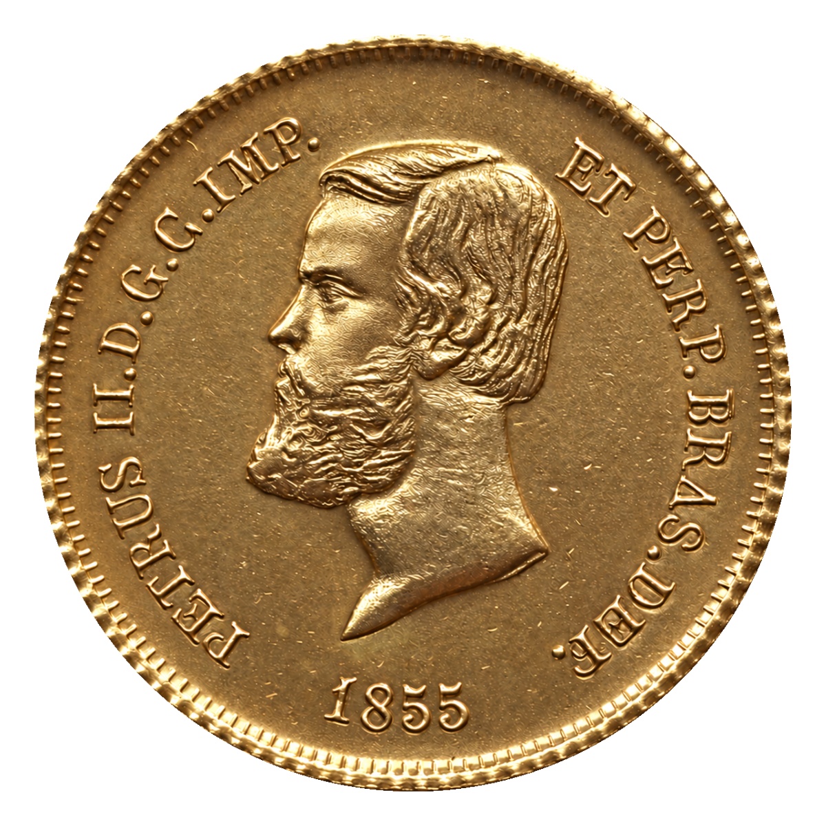 Moeda 5000 Réis 1855 - D. Pedro II - Coroa de Espinhos - Anverso