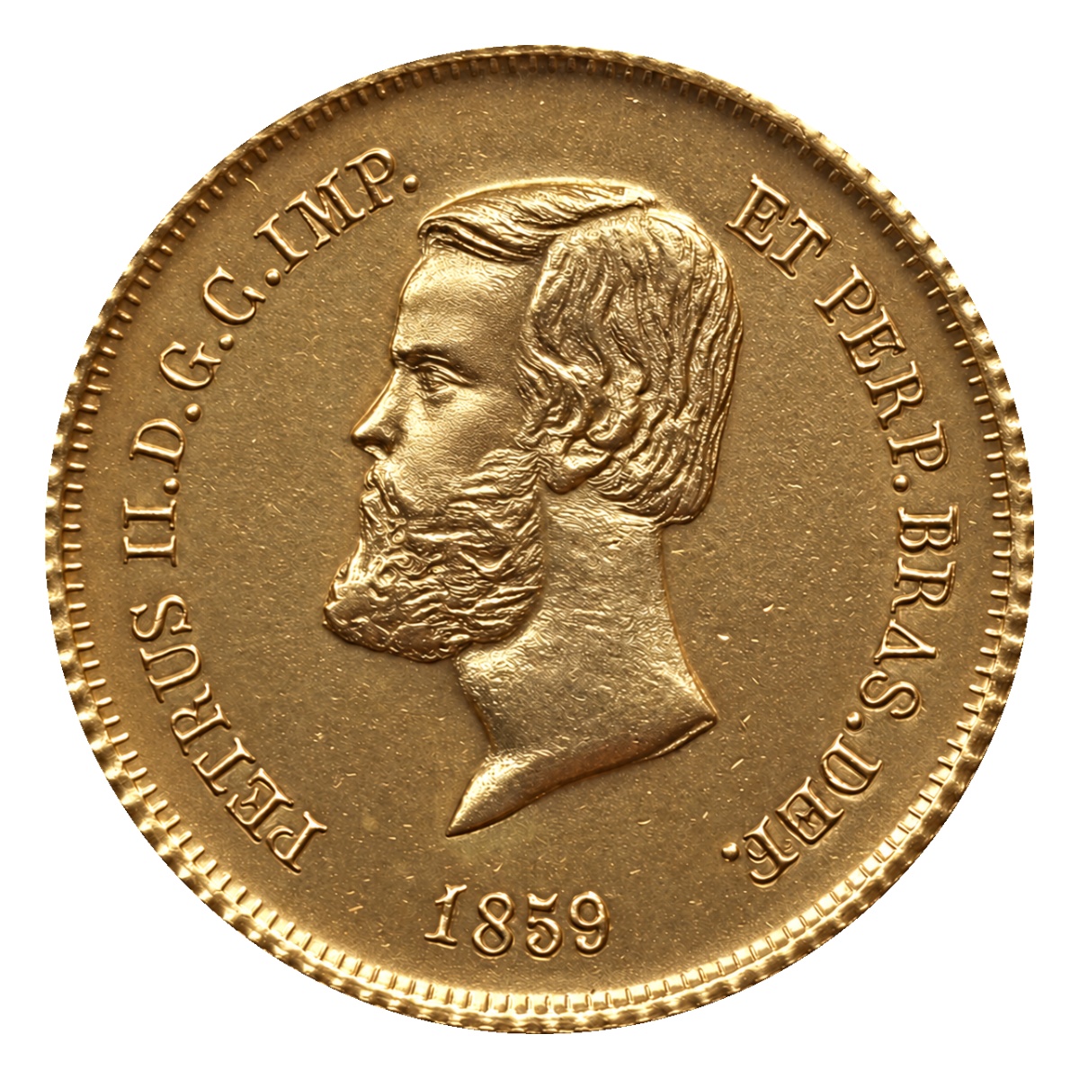 Moeda 5000 Réis 1859 - D. Pedro II - Coroa de Espinhos - Anverso